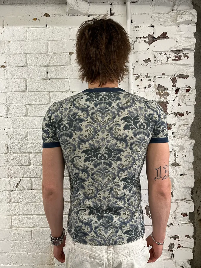 SS2013 Dolce & Gabbana Damask Marie Navy T-Shirt - Image 3