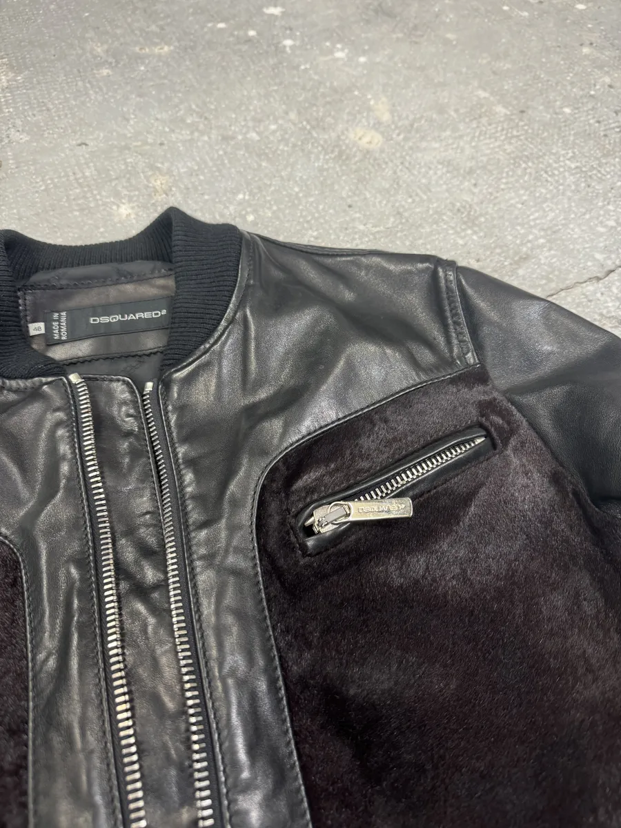 SS2013 Dsquared2 Black & Brown Pony Hair Leather Alpha Jacket - Image 8