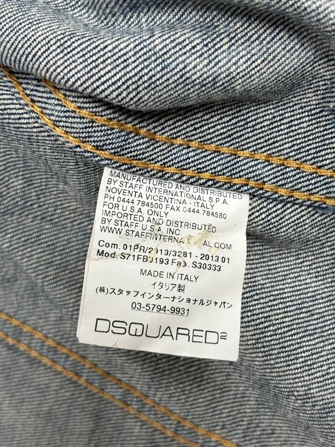 SS2013 Dsquared2 Blue Distressed Leopard Collar Denim Vest - Image 13