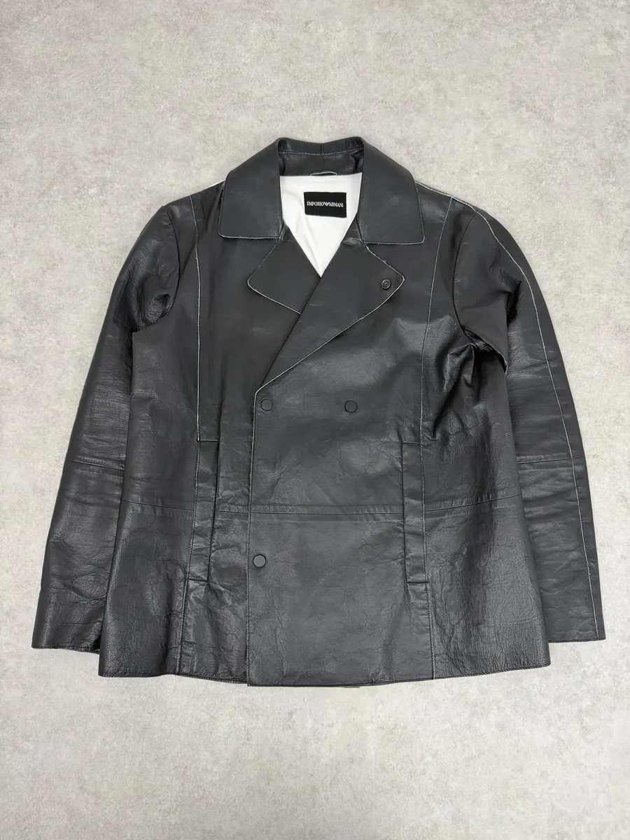 SS2013 Emporio Armani Black Eroded Blazer Officer Jacket - Image 7