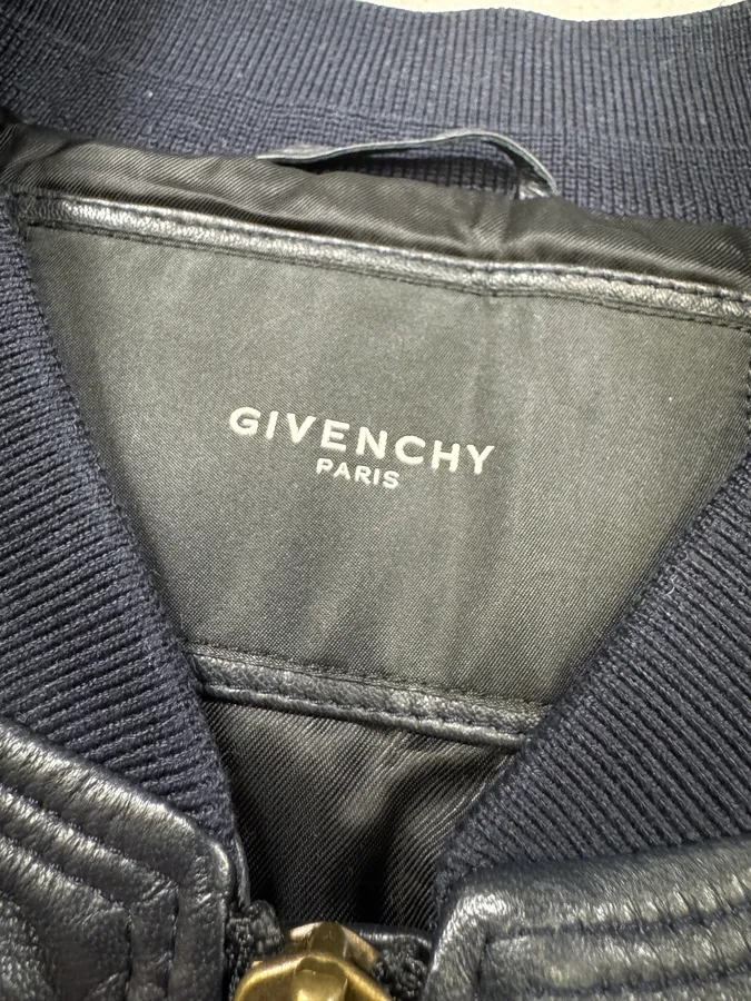 SS2013 Givenchy Navy Lamb Leather Bomber Jacket - Image 13