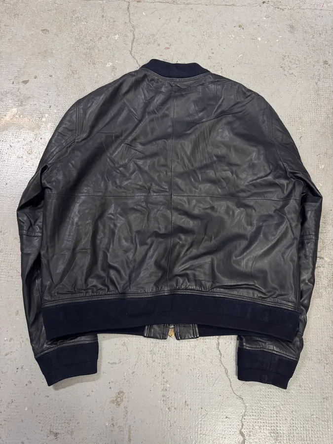 SS2013 Givenchy Navy Lamb Leather Bomber Jacket - Image 3