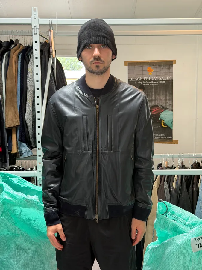 SS2013 Givenchy Navy Lamb Leather Bomber Jacket - Image 4