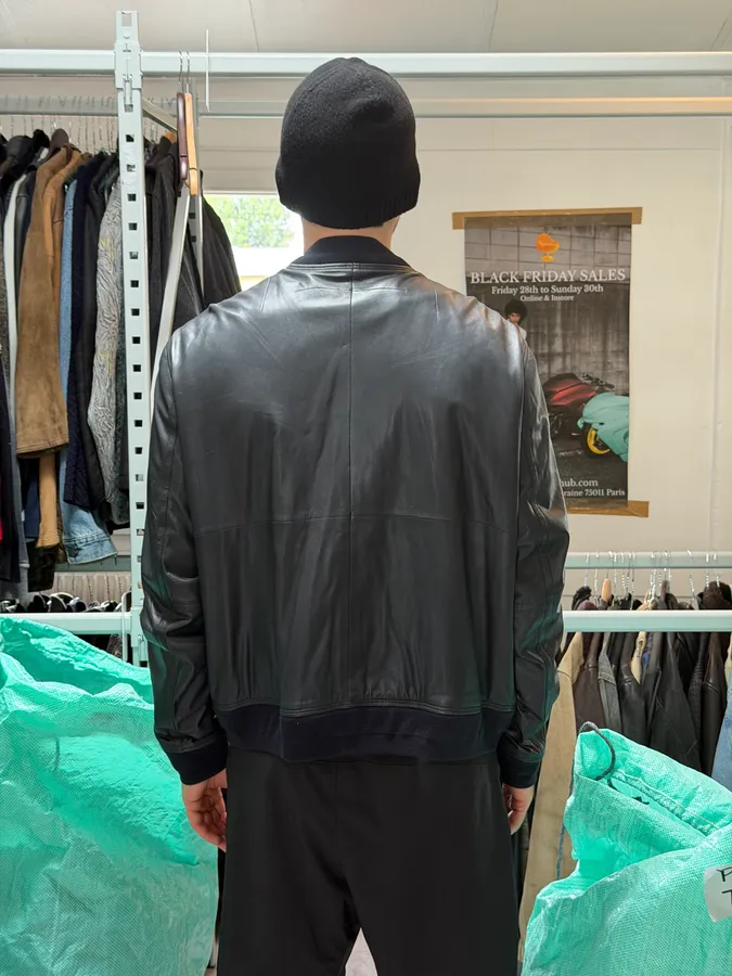 SS2013 Givenchy Navy Lamb Leather Bomber Jacket - Image 5