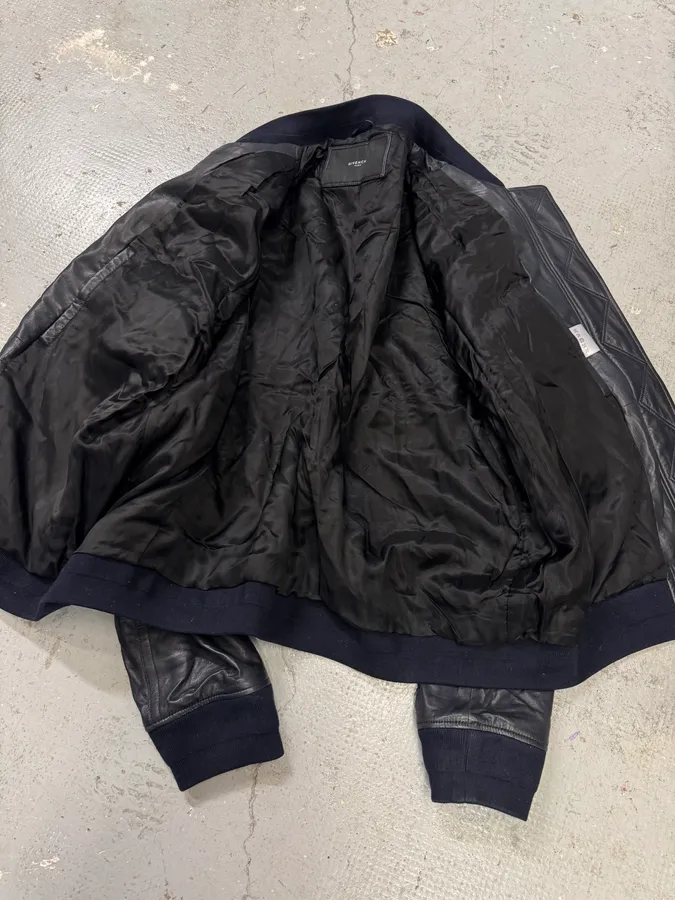 SS2013 Givenchy Navy Lamb Leather Bomber Jacket - Image 7