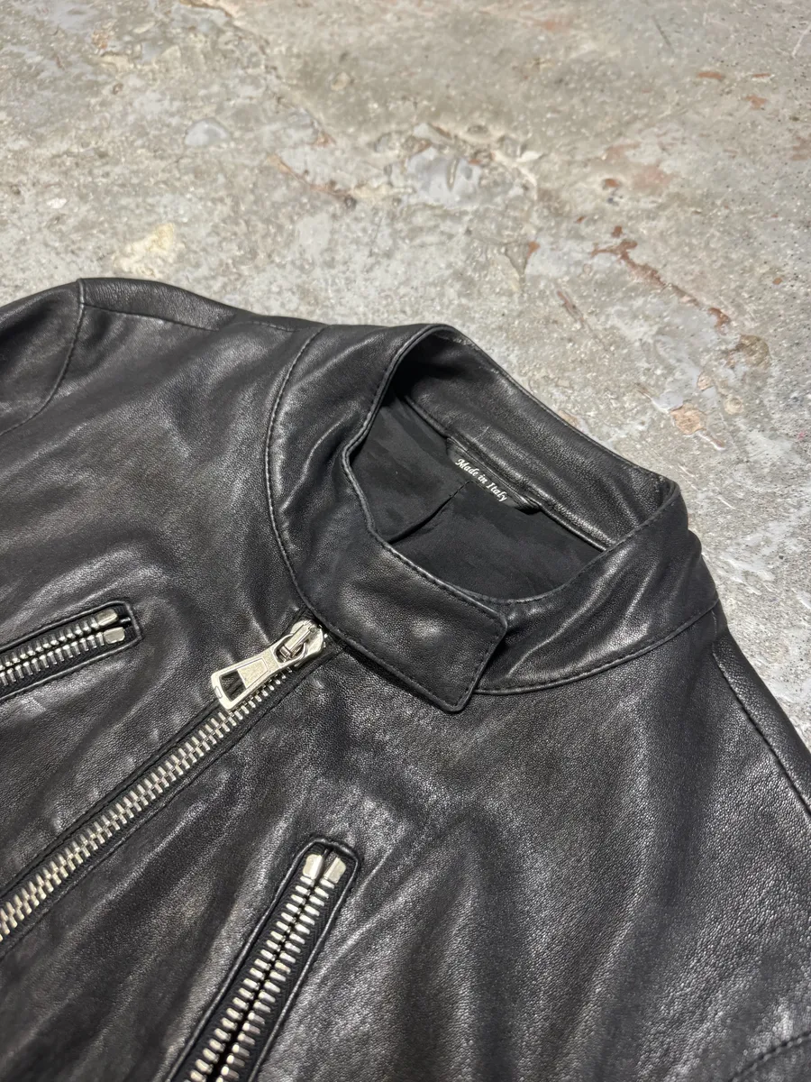 SS2013 Maison Margiela Black 5 Zip Leather Jacket - Image 8