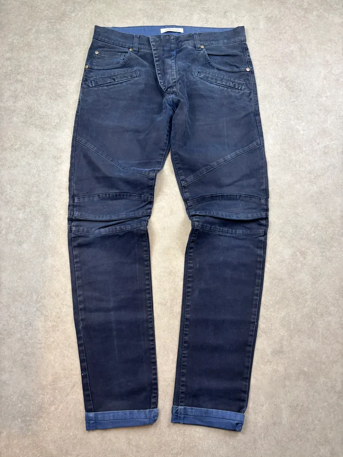 SS2013 Pierre Balmain Biker Navy Denim Jeans