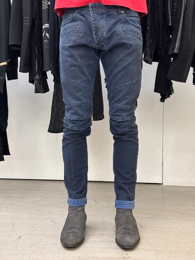 SS2013 Pierre Balmain Biker Navy Denim Jeans - Image 2