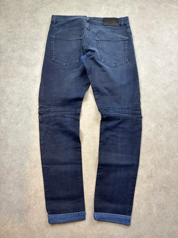 SS2013 Pierre Balmain Biker Navy Denim Jeans - Image 6