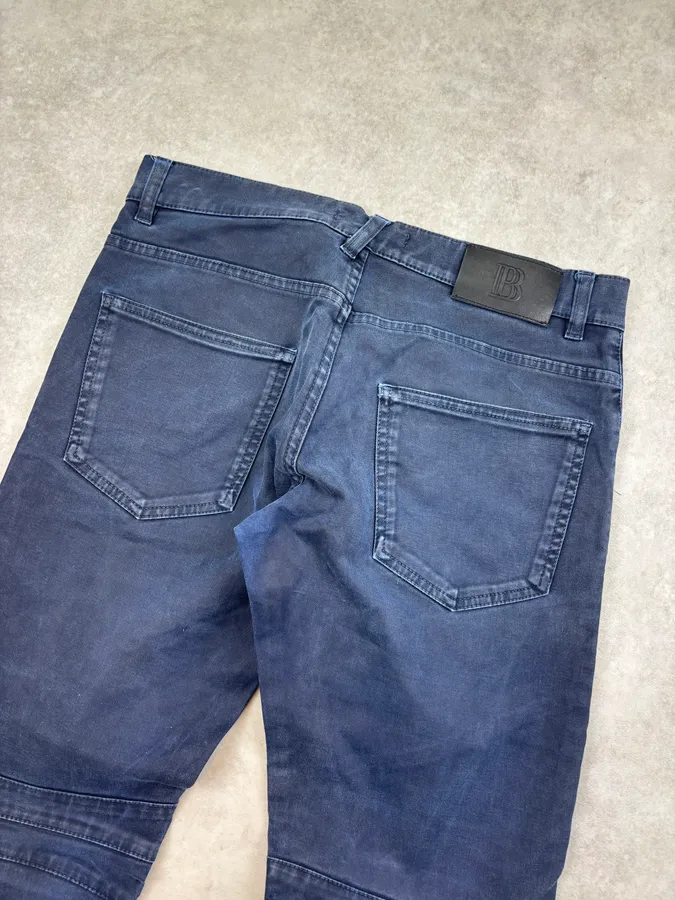 SS2013 Pierre Balmain Biker Navy Denim Jeans - Image 7