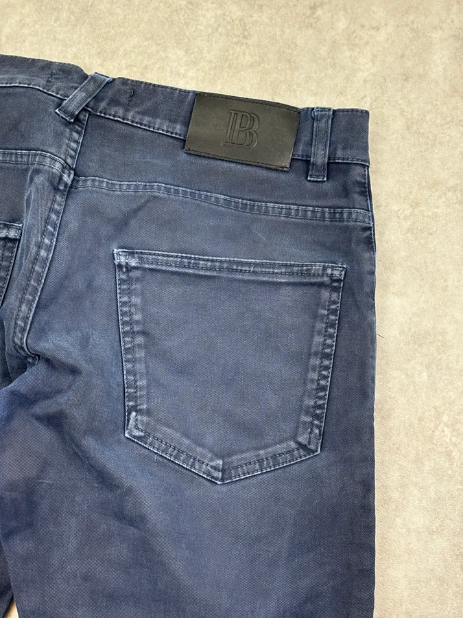 SS2013 Pierre Balmain Biker Navy Denim Jeans - Image 8