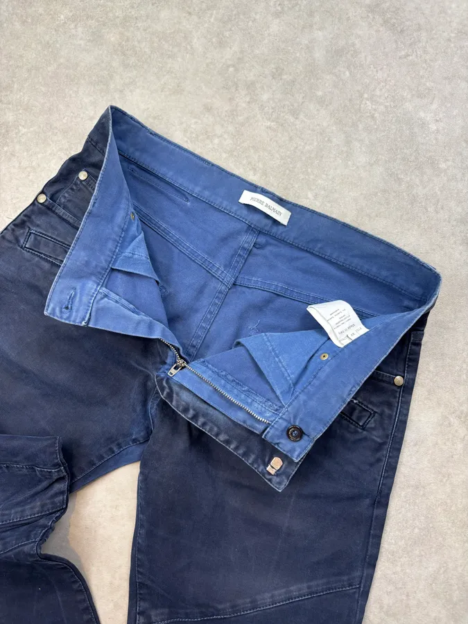SS2013 Pierre Balmain Biker Navy Denim Jeans - Image 9