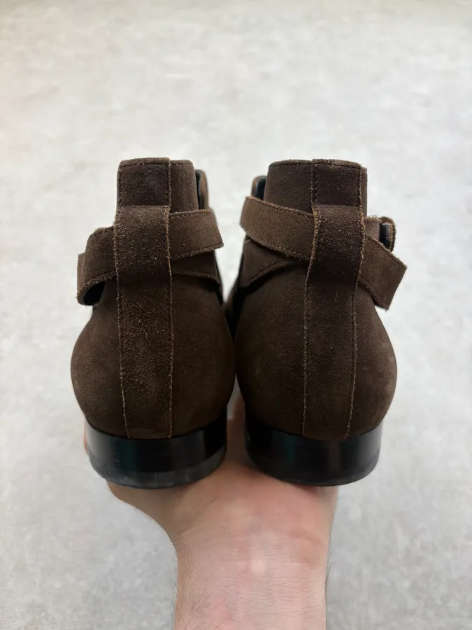 SS2013 Saint Laurent Brown Suede Ankle Leather Boots - Image 7