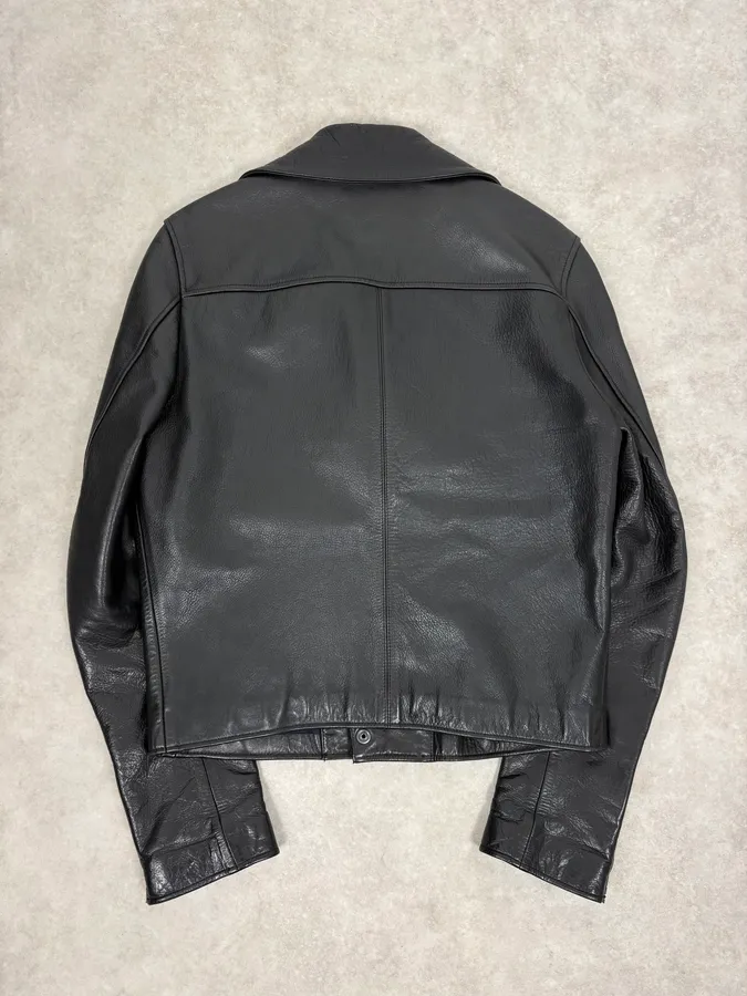 SS2014 Acne Studios Black Leather Asymmetrical Biker Jacket - Image 6