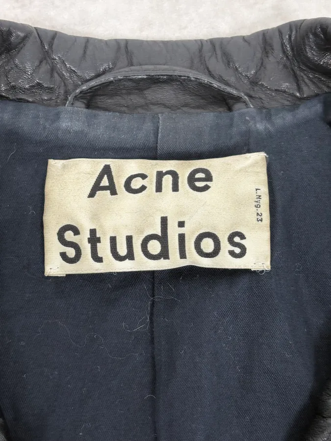 SS2014 Acne Studios Black Leather Asymmetrical Biker Jacket - Image 9