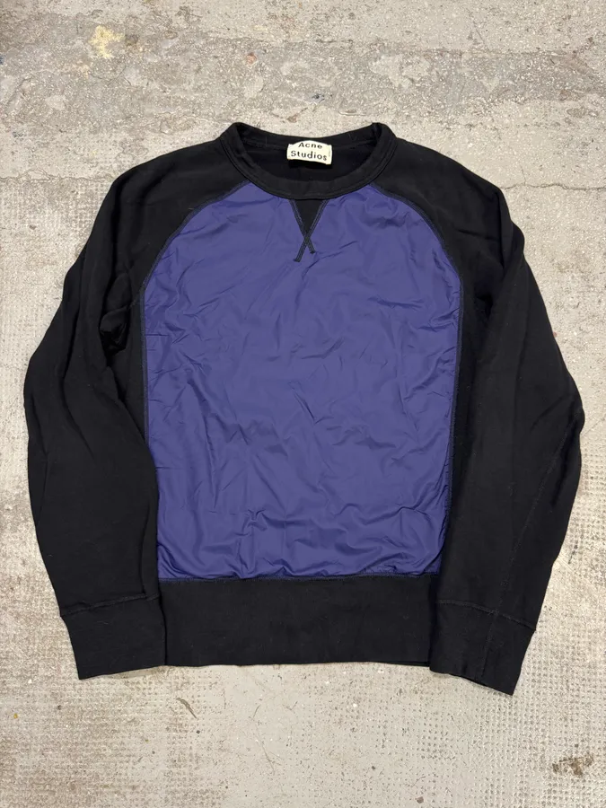 SS2014 Acne Studios Blue Nylon Black Cotton Sweater