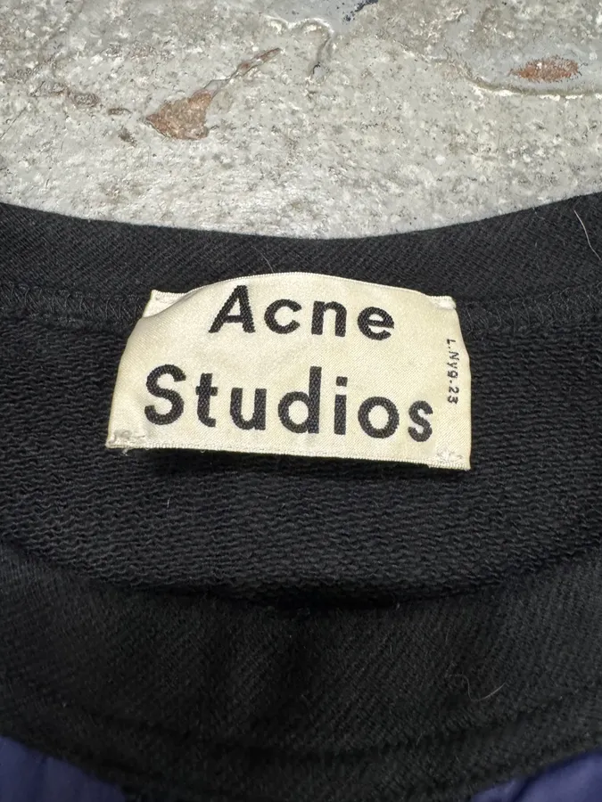 SS2014 Acne Studios Blue Nylon Black Cotton Sweater - Image 5