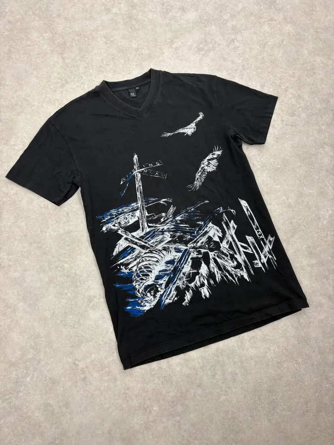 SS2014 Alexander McQueen Artwork V-Neck T-Shirt - Image 4