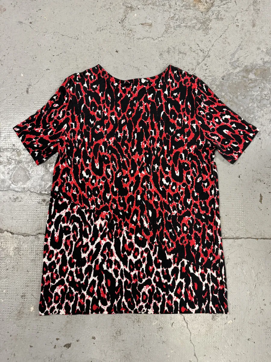 SS2014 Alexander Mcqueen Red Leopard Print T-Shirt