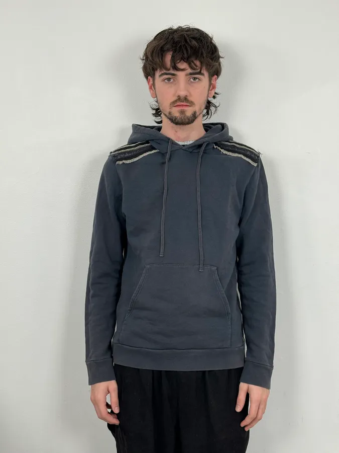 SS2014 Balmain Black Detailed Minimalist Hoodie - Image 2