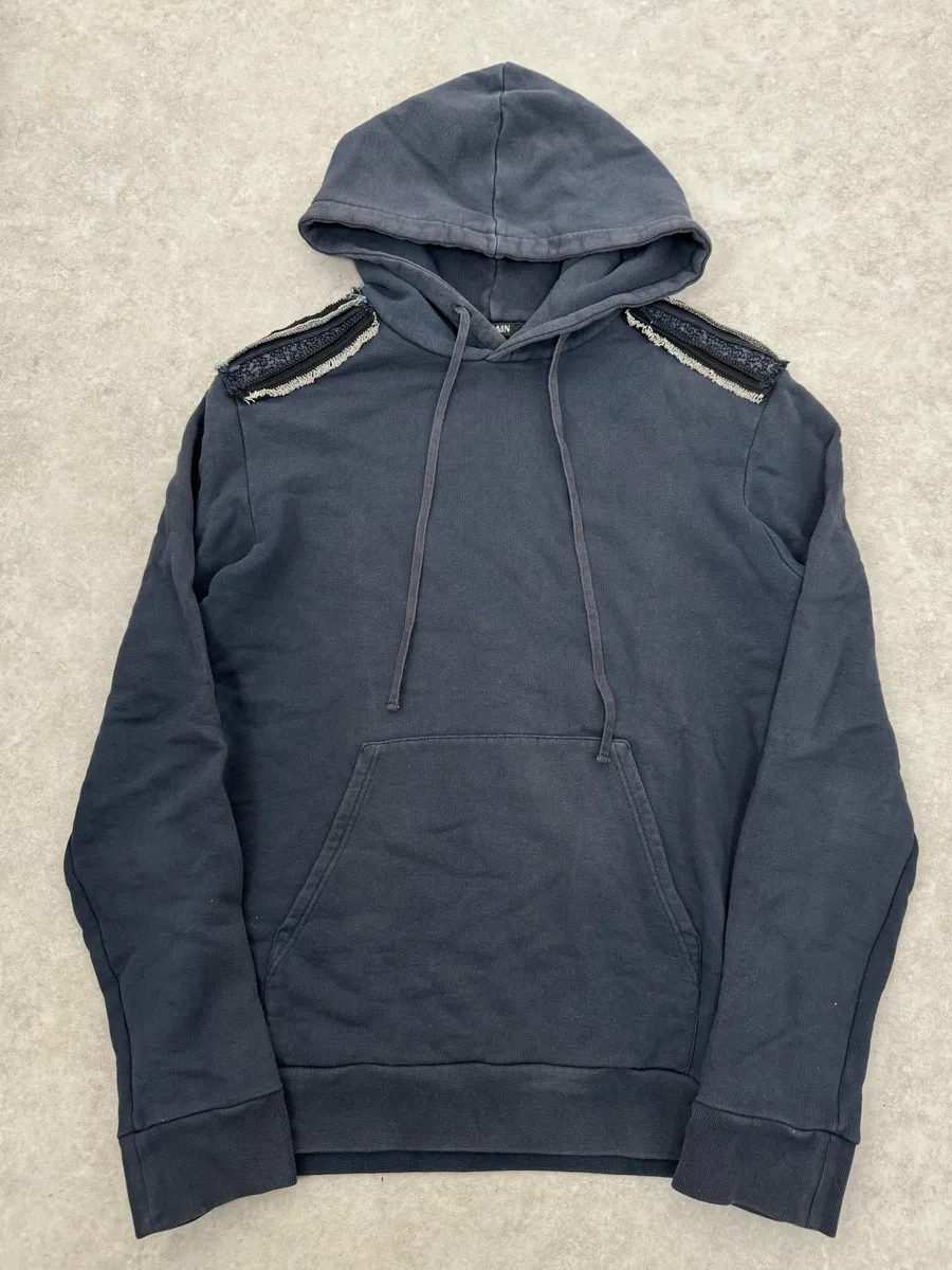 SS2014 Balmain Black Detailed Minimalist Hoodie - Image 4