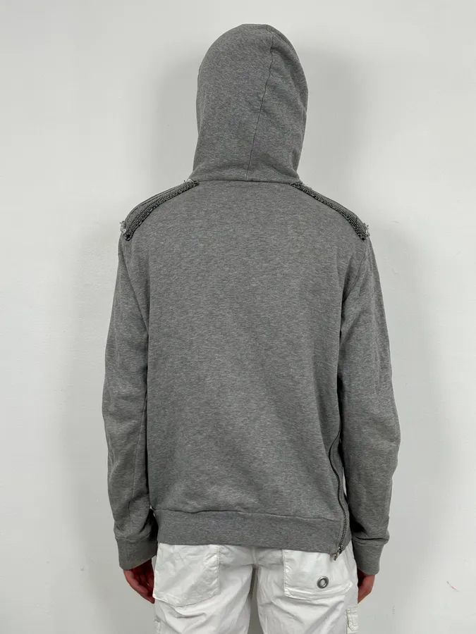 SS2014 Balmain Grey Captain Imperial Zip-up Hoodie - Image 3