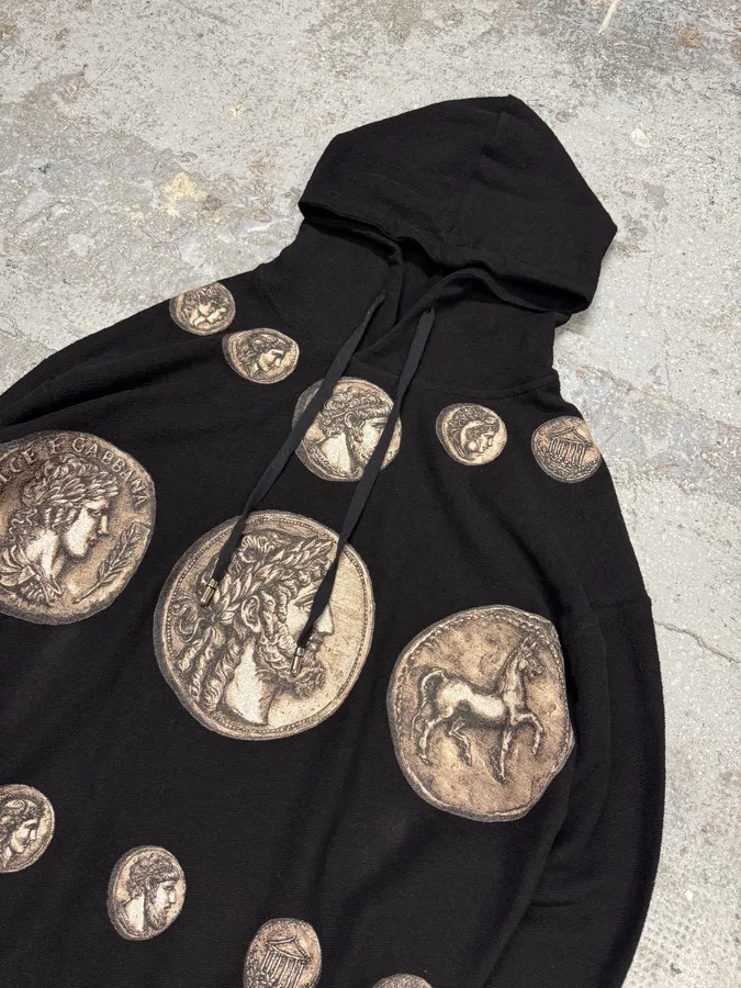 SS2014 Dolce & Gabbana Roman Coins Black Hoodie - Image 2