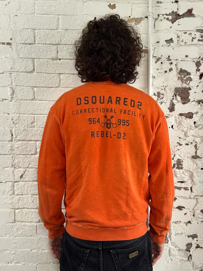 SS2014 Dsquared2 Orange Prisoner Zip-Up Sweater - Image 2
