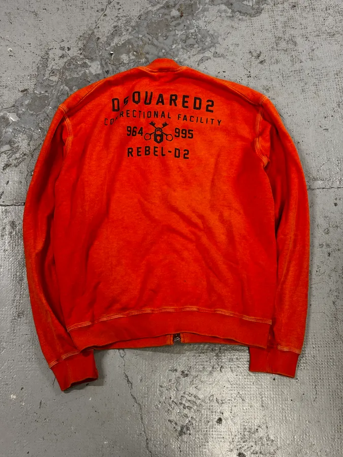 SS2014 Dsquared2 Orange Prisoner Zip-Up Sweater - Image 4
