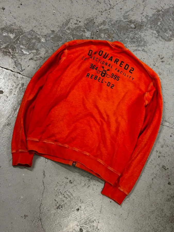 SS2014 Dsquared2 Orange Prisoner Zip-Up Sweater - Image 7