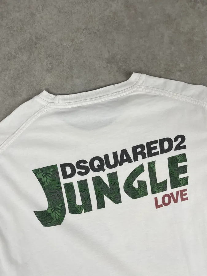 SS2014 Dsquared2 White Graphic Print Jungle T-Shirt - Image 7