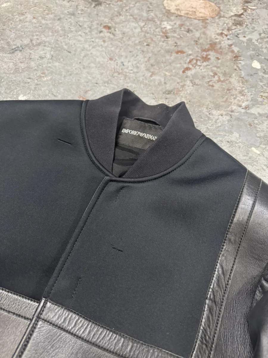 SS2014 Emporio Armani Black Pure Geometrical Leather Jacket - Image 10