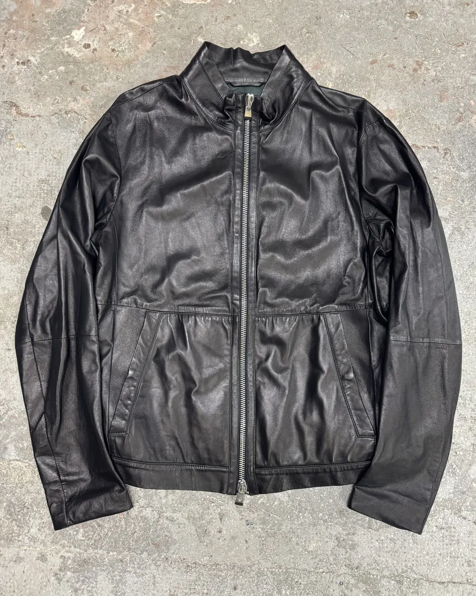 SS2014 Emporio Armani Black Pure Leather Jacket