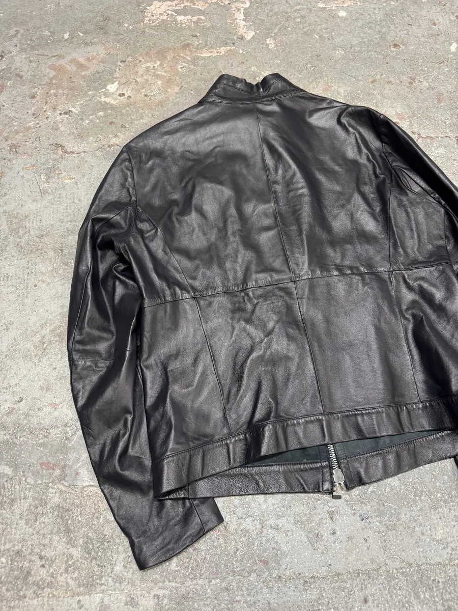 SS2014 Emporio Armani Black Pure Leather Jacket - Image 3