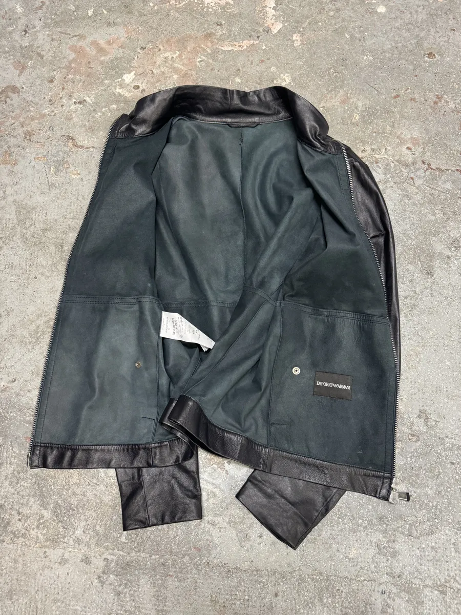 SS2014 Emporio Armani Black Pure Leather Jacket - Image 5