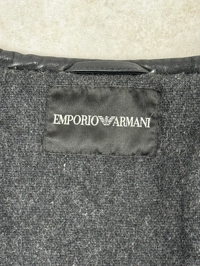 SS2014 Emporio Armani Napoleon Armor Black Leather Cropped Jacket - Image 10