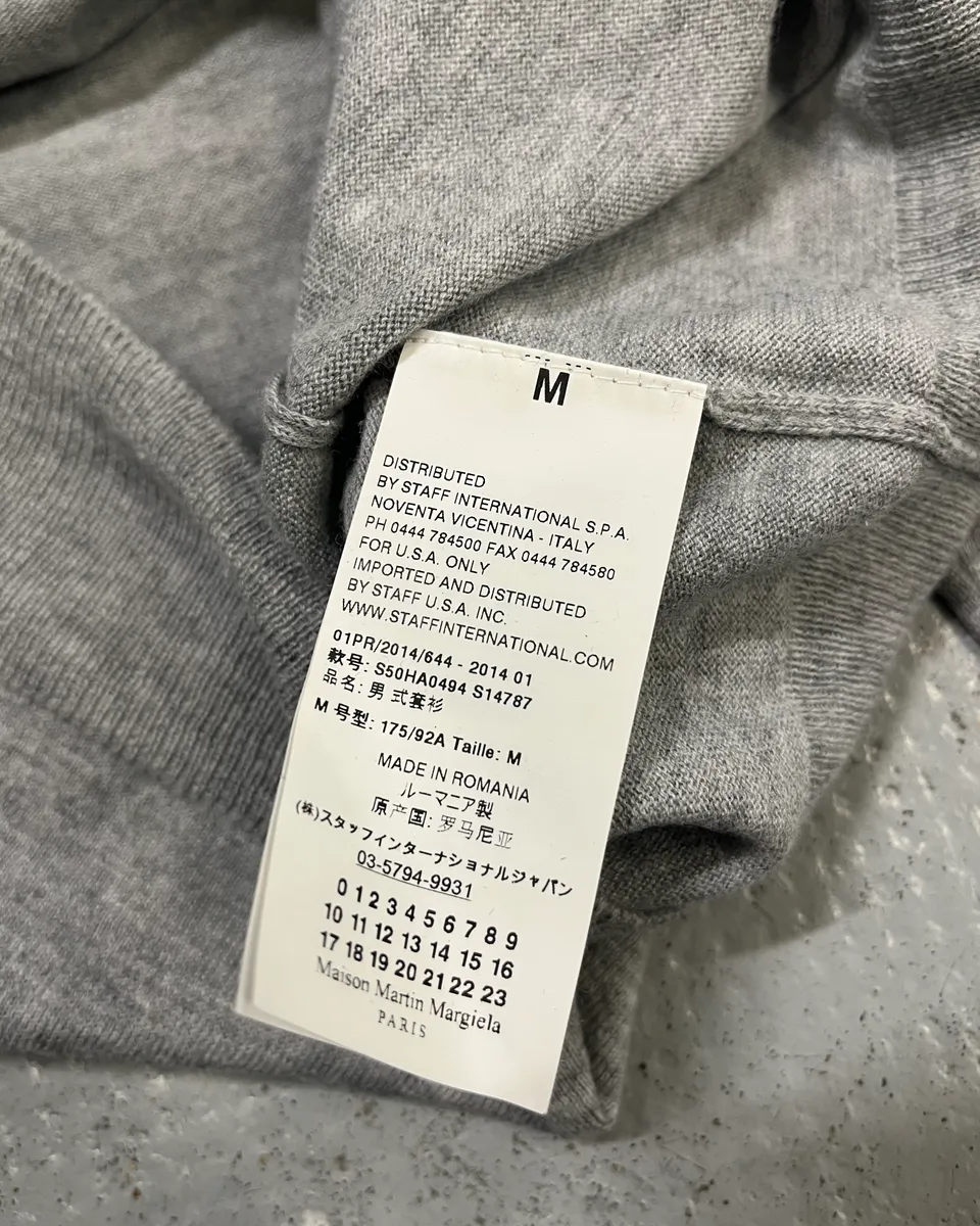 SS2014 Maison Margiela Grey Elbow Patch Polo Collar Sweater - Image 11
