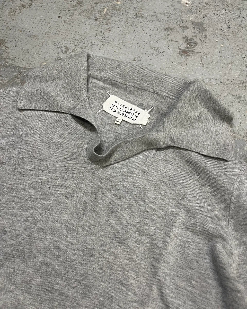 SS2014 Maison Margiela Grey Elbow Patch Polo Collar Sweater - Image 5