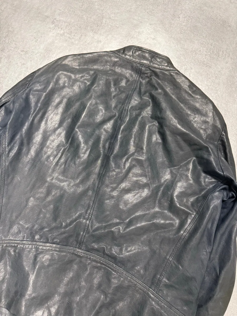 SS2014 Maison Margiela Navy 5-Zip Leather Jacket - Image 4
