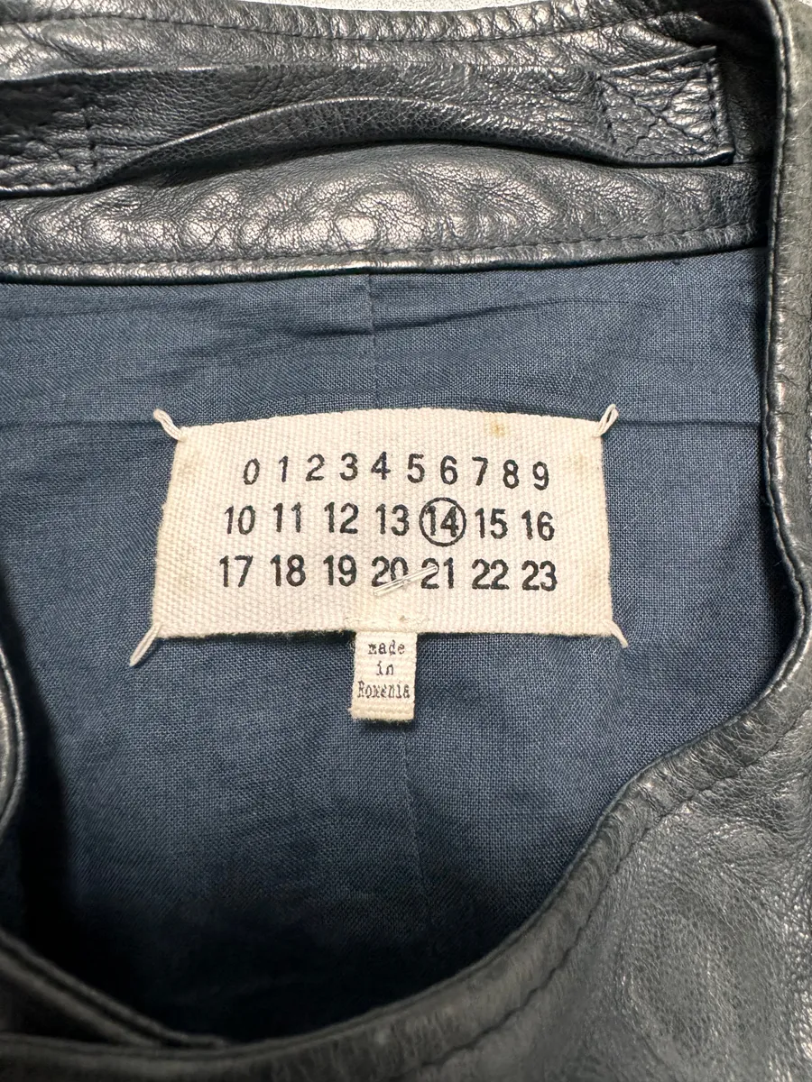 SS2014 Maison Margiela Navy 5-Zip Leather Jacket - Image 7