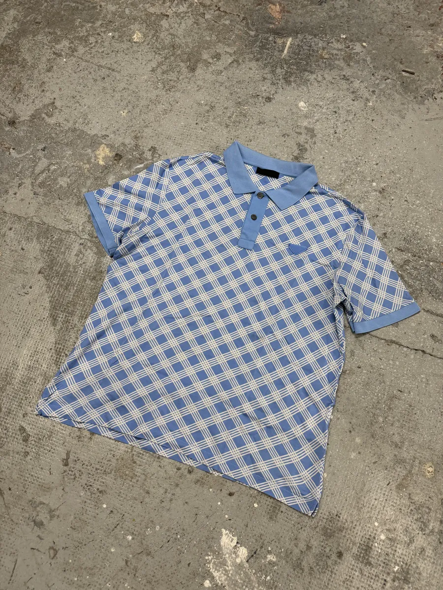 SS2014 Prada Blue Contemporary Logo Polo - Image 8