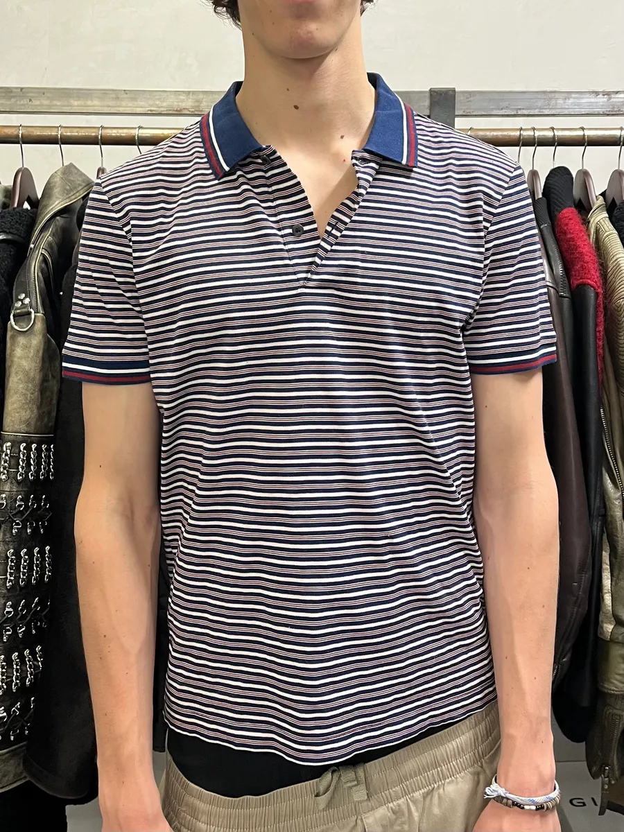 SS2014 Prada Bordeaux & Navy Striped Polo Shirt - Image 2