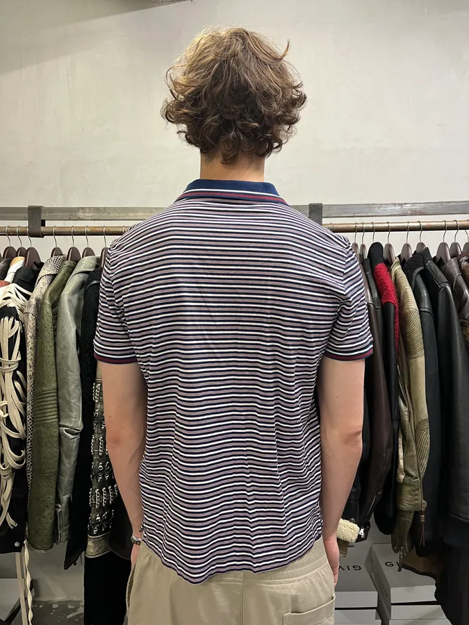 SS2014 Prada Bordeaux & Navy Striped Polo Shirt - Image 3