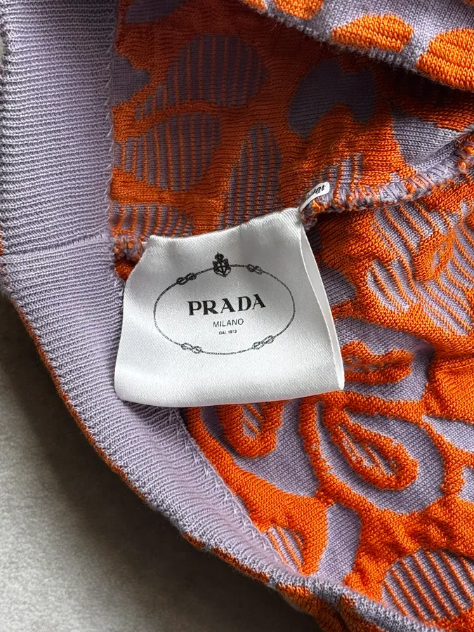 SS2014 Prada Orange & Blue Floral Knit Brocade Top - Image 12