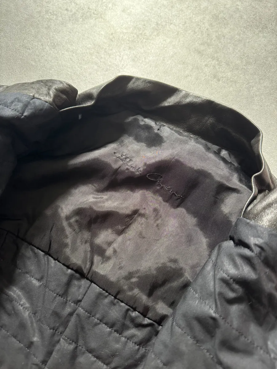 SS2014 Rick Owens Black Futuristic Leather Jacket - Image 8