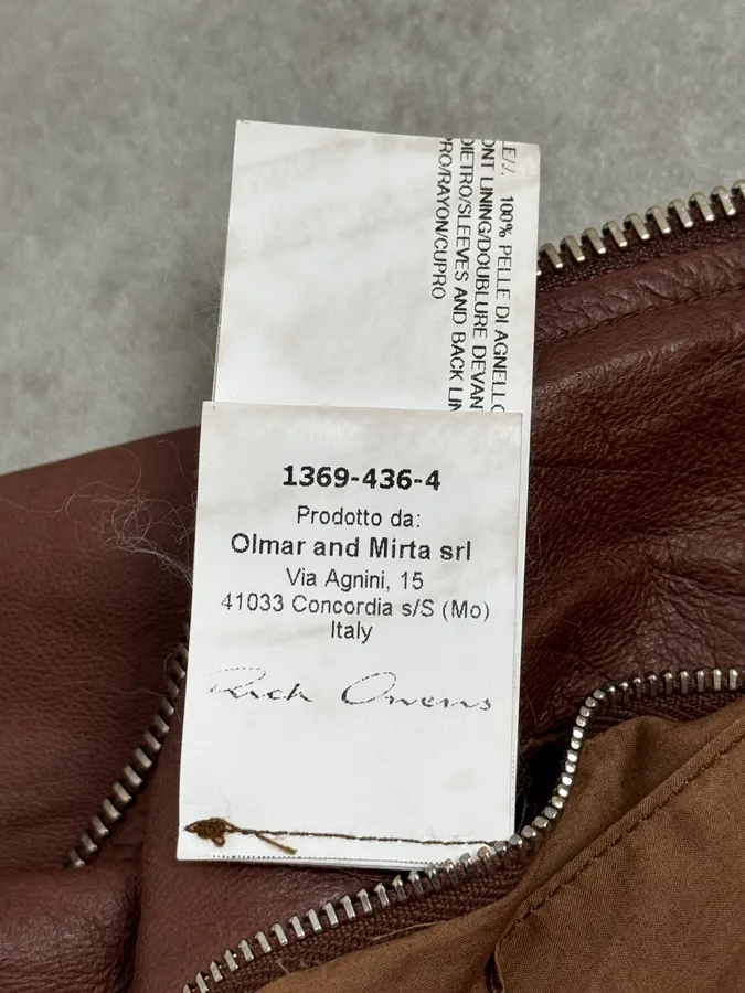 SS2014 Rick Owens Brown Avant-Garde Hooded Leather Jacket - Image 12