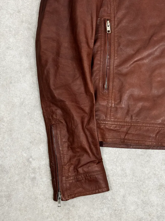 SS2014 Rick Owens Brown Avant-Garde Hooded Leather Jacket - Image 8