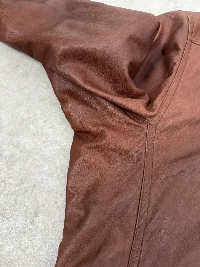 SS2014 Rick Owens Brown Avant-Garde Hooded Leather Jacket - Image 9