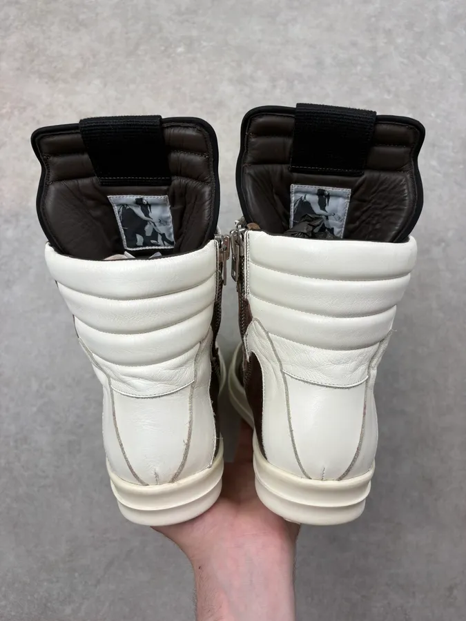 SS2014 Rick Owens Dust Milk Brown Leather Geobasket Sneakers - Image 7