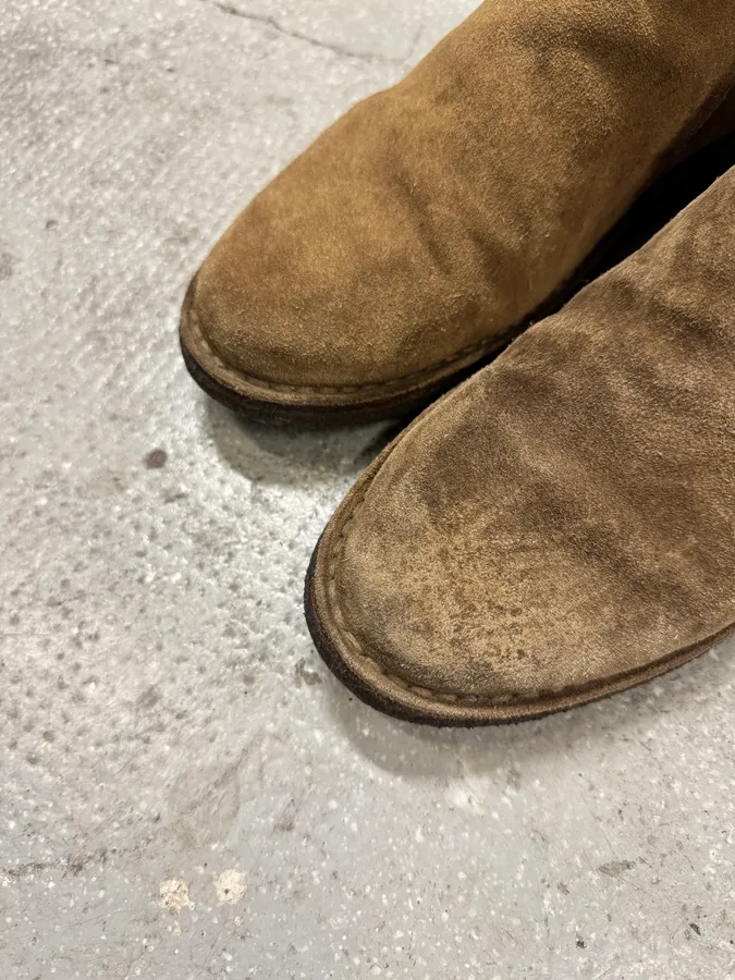 SS2014 Saint Laurent Beige Leather Suede Boots - Image 4